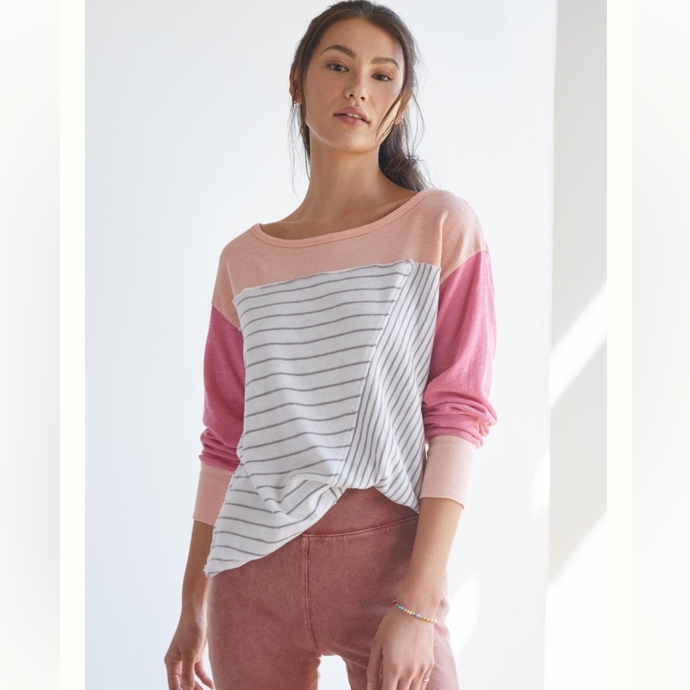 Daily Practice by Anthropologie Striped Tunic Top pink size small